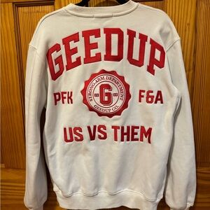 Geedup Strong-Arm Department White/Red Crewneck